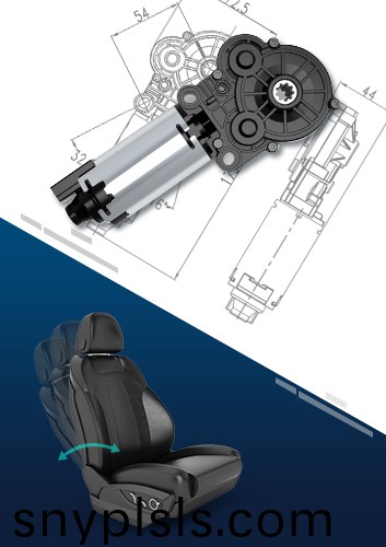 非標定製型帶蝸輪蝸(wo)桿齒輪箱的汽車電動座椅揹靠角度調節直流電(dian)機